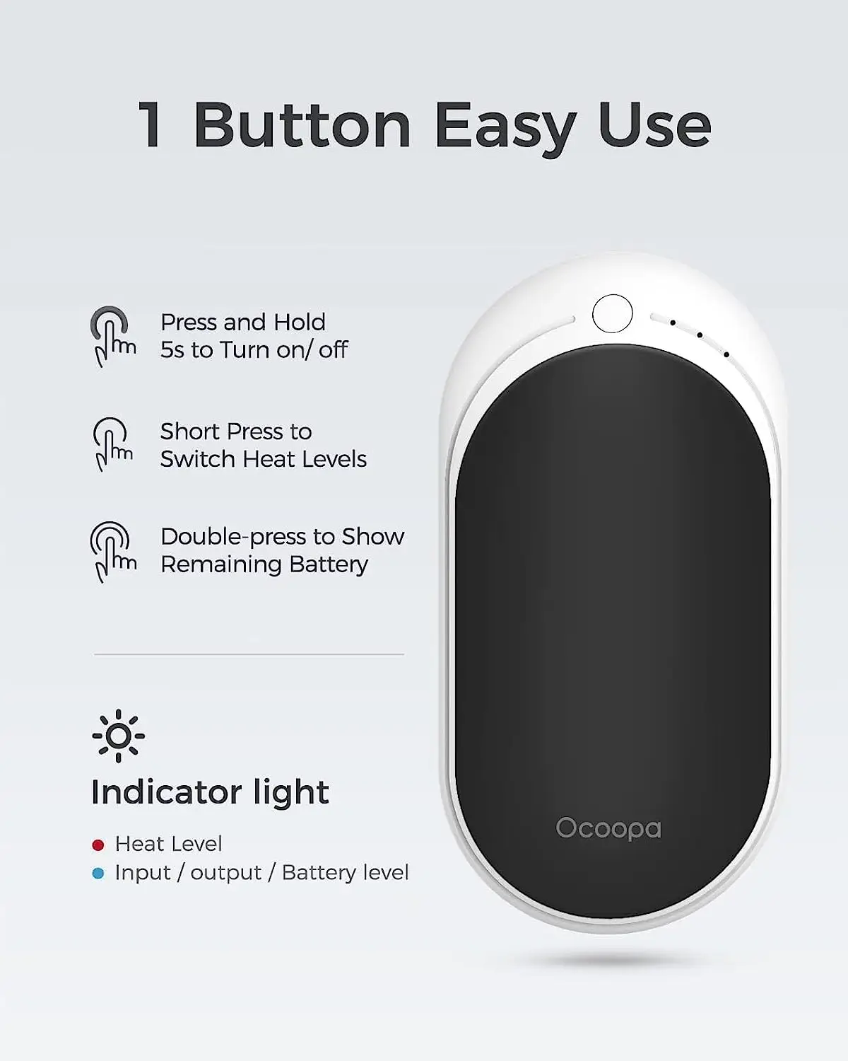 OCOOPA-Electric Портативный Карманный обогреватель перезаряжаемые грелки для рук 5200