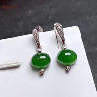 cynsfja new real certified natural hetian jasper nephrite 925 silver womens lucky green jade earrings high quality elegant gift