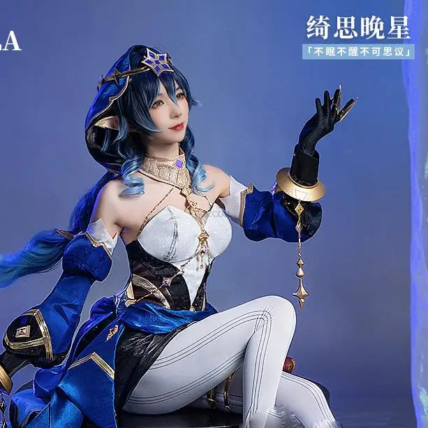 

Game Genshin Impact Layla Sumeru Cryo Cosplay Costumes Layla Full Set Headwear Dress Stockings Wig for Anime Cosplay Comic Cn