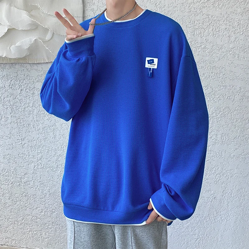 

Осенний пуловер с капюшоном, Мужская модная Толстовка Оверсайз с круглым вырезом, Мужская Уличная одежда, свободные худи в стиле хип-хоп в клетку, мужская Толстовка