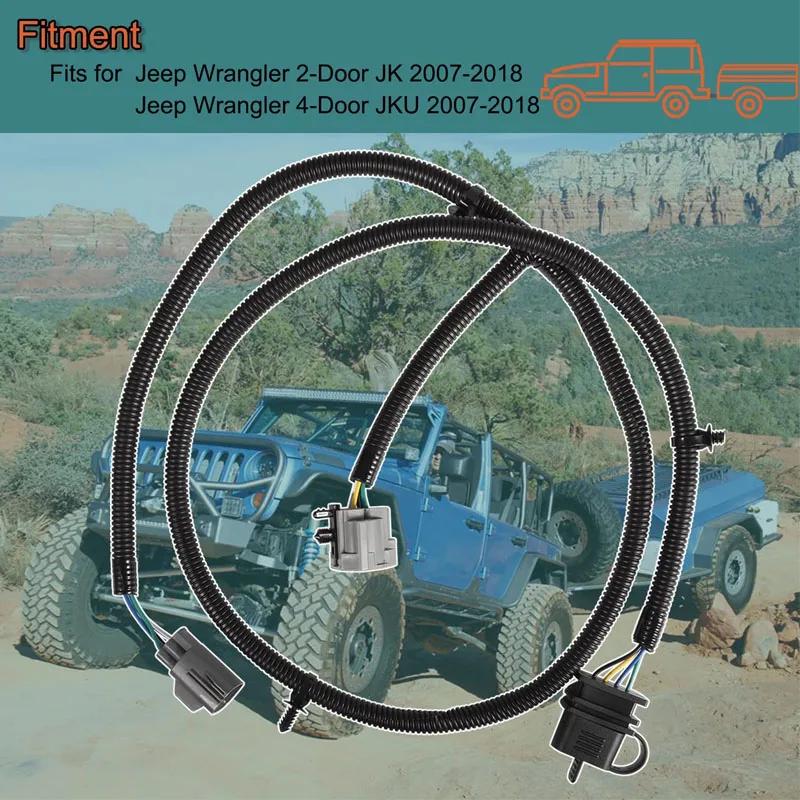 4-ходовой Сцепной прицеп жгут проводов для Jeep Wrangler 2-дверный и 4-дверный JK JKU 2007-2018