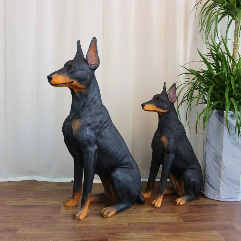 Имитация модели Doberman статуя из смолы животное искусственное украшение поделки