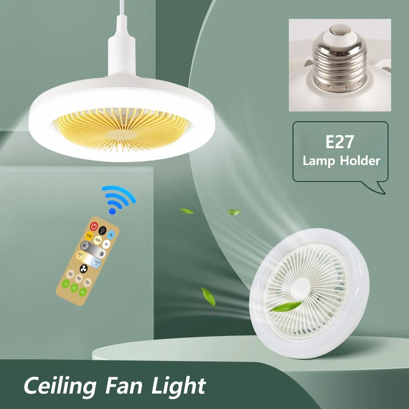 

30W Ceiling Fan Lamps With Remote Control E27 Ceiling Lighting Bedroom Living Room Switch Control 2400LM Home Ventilator Lamp