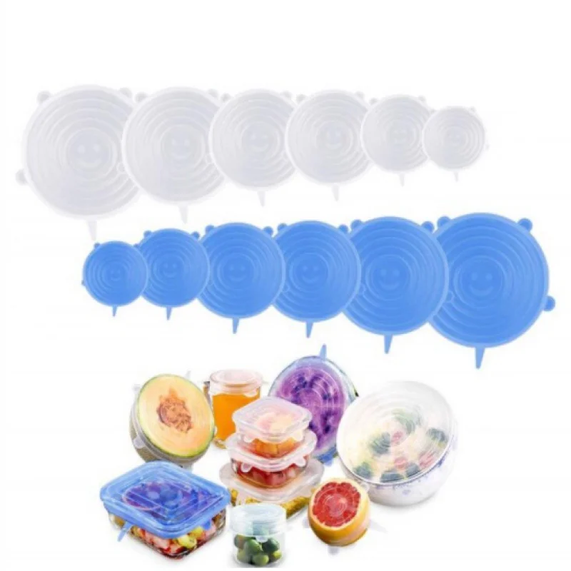 

Silicone Pan 6 Lids Kit, Universal Reusable Elastic Lids