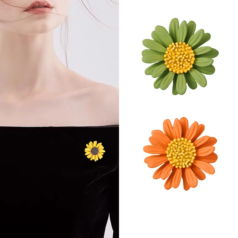 

Fashion Elegant Enamel Oil Dripping Sunflower Daisy Brooches for Women Girl Flower Brooch Pins Hats Dress Bags Jewelry Accessory