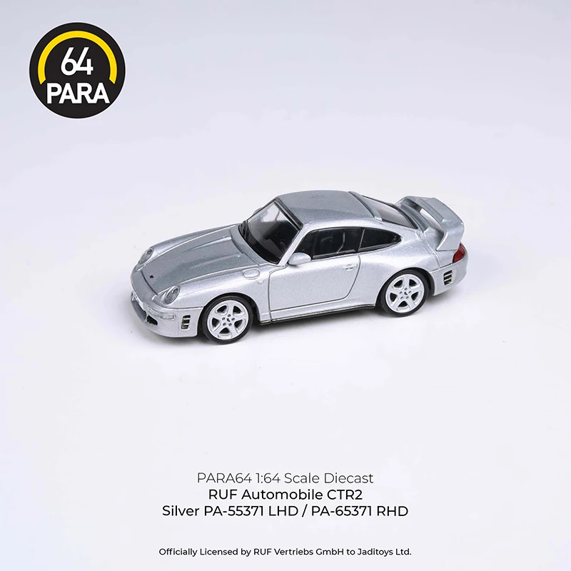 

PARA 1:64 Porsche 993 RUF CTR2 1997 Alloy Model Car Die-cast Vehicle Display - Silver