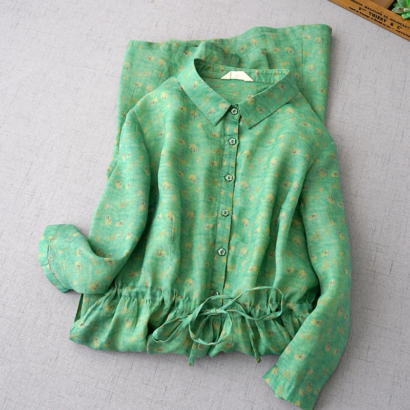 

Платье женское с отложным воротником, платье из рами с полуоткрытыми пуговицами и рукавом 9/4, приталенное Цветочное платье на завязках для лета, 0510