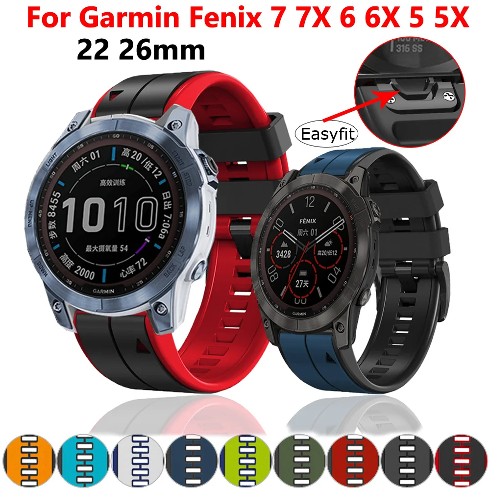 

Ремешок для смарт-часов Garmin Fenix 7 7X 6 6X Pro 5 5X Plus, официальный силиконовый кожаный быстросъемный браслет для Epix/Enduro