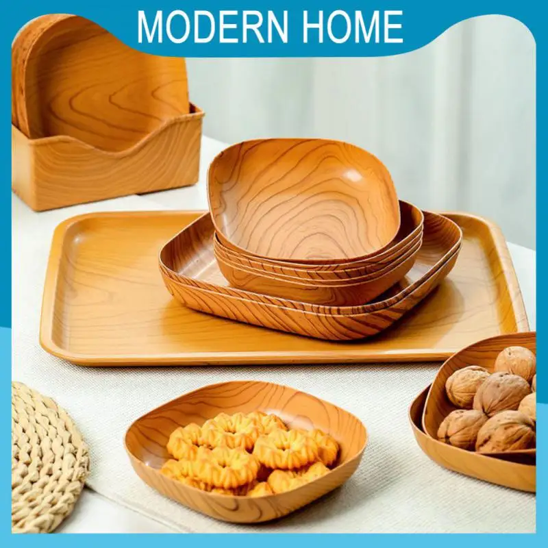 

Lightweight And Durable Wooden Bowls Wood Square & Round Wood Serving Square Plate Fruit Dessert Cake Snack Candy Snack Plate