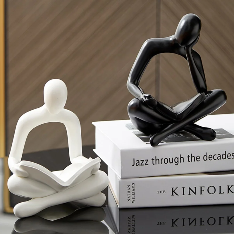 

Abstract Thinker Statue Resin Character Sculpture Home Decor Creative Figurines Office Bookshelf Desk Decor Room Decoration