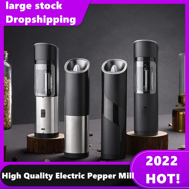 

2022High Quality Electric Pepper Mill Stainless Steel Automatic Gravity Induction Salt Pepper Grinder Kitchen Spice Grinder Tool
