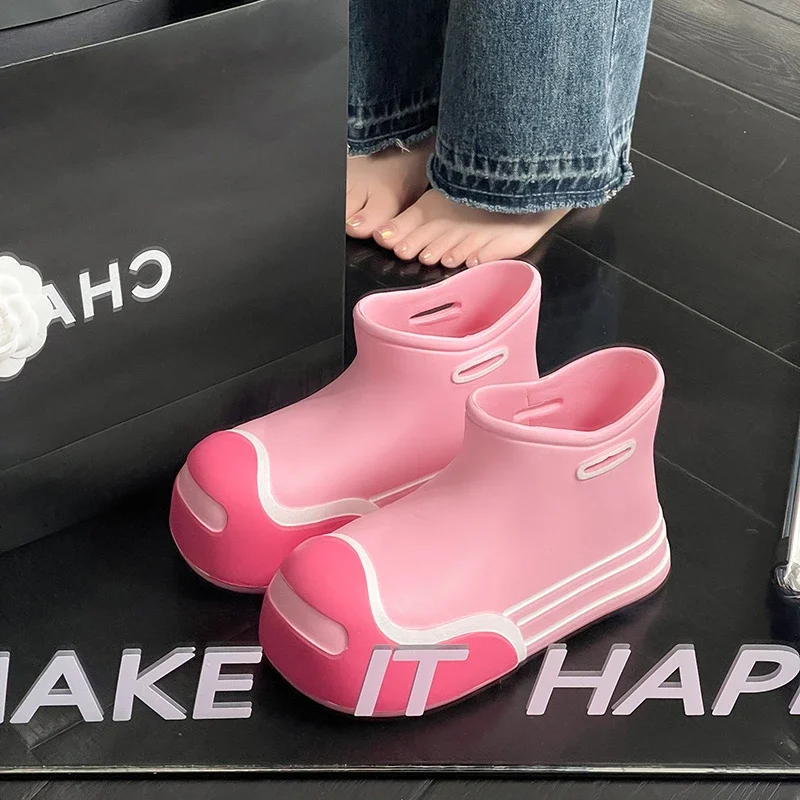 Новые кавайные резиновые сапоги для женщин водонепроницаемая обувь милые