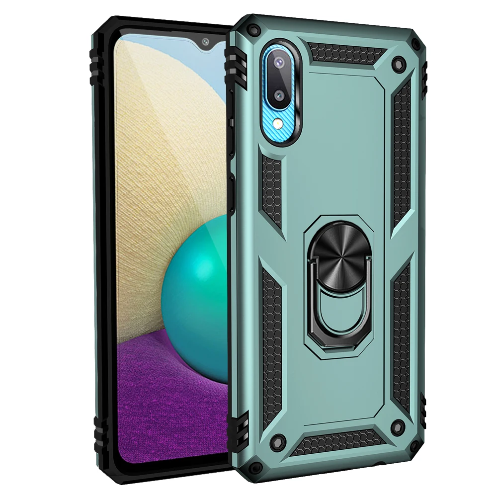 

Rugged Ring Stand Fundas Shockproof TPU Bumper Cover for Samsung Galaxy A02 M02 6.5 Inch Case Coque Protective Shell Housing
