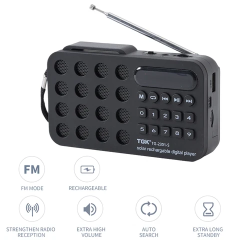 Мини-портативное карманное FM-радио BT с солнечной зарядкой/перезаряжаемой батареей, аварийное маленькое радио, встроенный динамик, MP3-плеер
