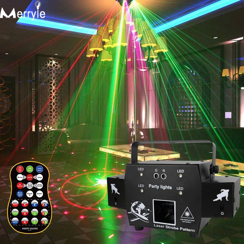 DMX 512 Laser Light Voice Control DJ Disco Effect Light for Bar Home Party Holiday Stage Light with Wireless Remote Control