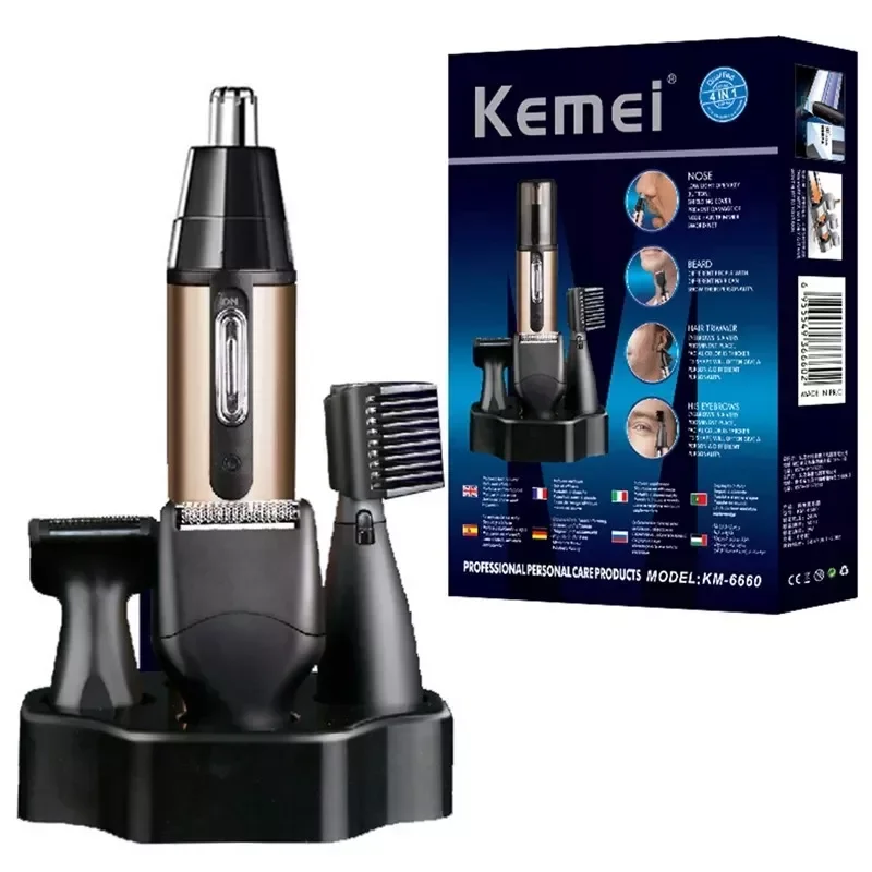 

Перезаряжаемый триммер 4 в 1 для носа, триммер для бороды для мужчин, набор для ухода за ушами, бровями, носом, триммер для носа и ушей