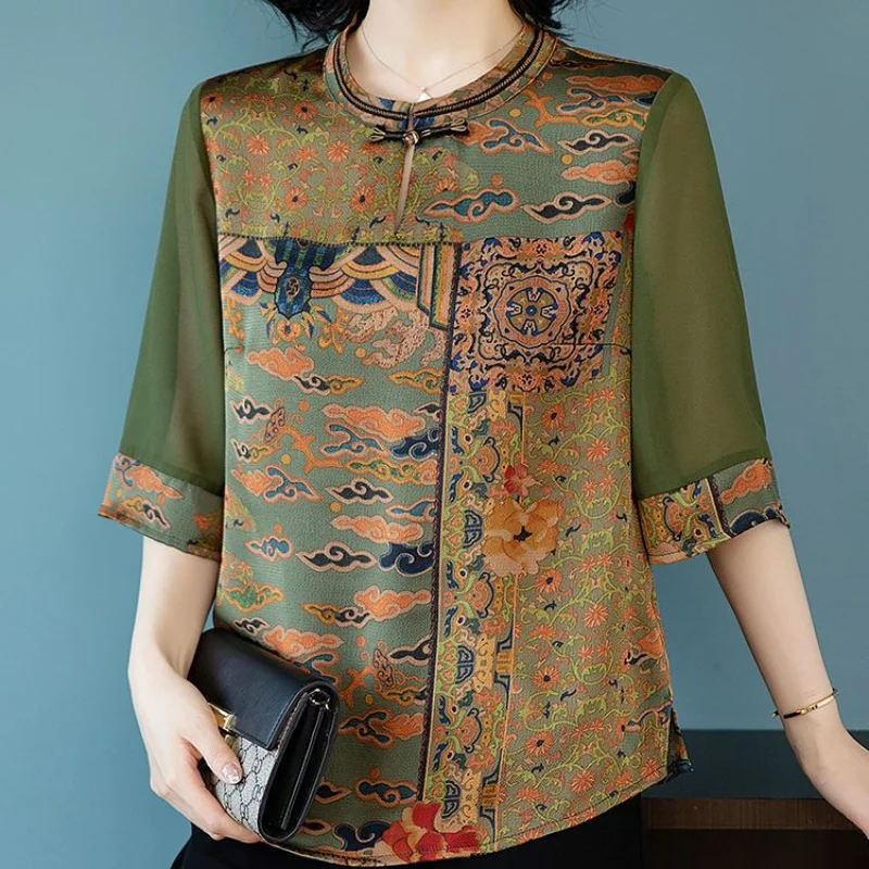 

Y2K Vintage Women Oversized T-Shirt Summer Ice Silk Clothing New Half Sleeve Big Size Pullover Printing Fashion Casual Loose Top