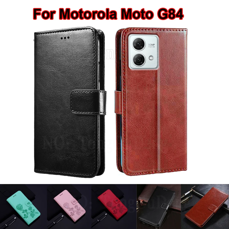 

Vintage Leather Case Cover For Moto G84 5G чехол Book Stand Wallet Phone Coque For Funda Para Motorola Moto G84 6.55" Mujer Capa