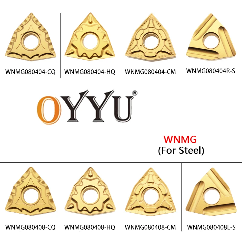 

OYYU WNMG080408 WNMG WNMG080404 WNMG080412 CM/CQ/HQ/TM/PR Original Carbide Inserts For Steel Parts Lathe Cutting Toolholder