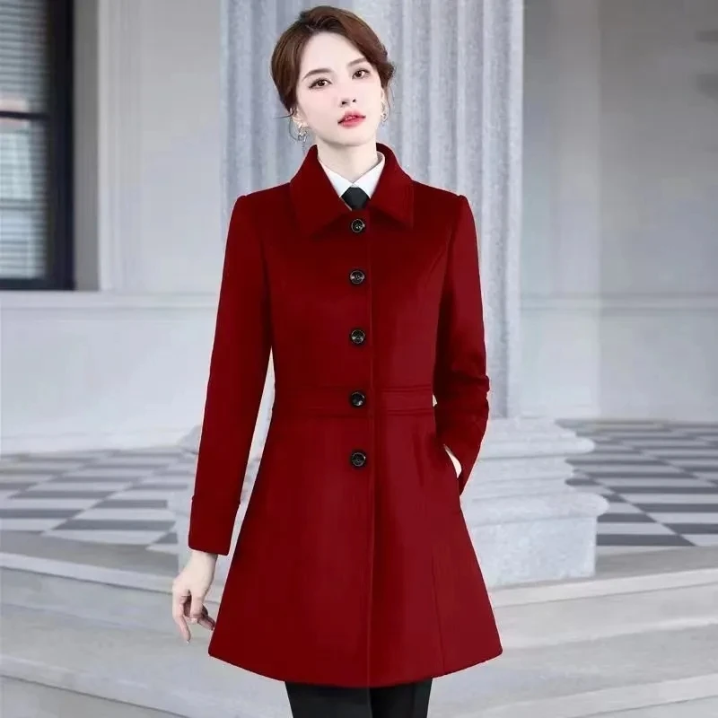 

Женская шерстяная куртка, Осень-зима 2023, новое темпераментное модное приталенное шерстяное Женское пальто, средней длины, плотное теплое Женское пальто, топы