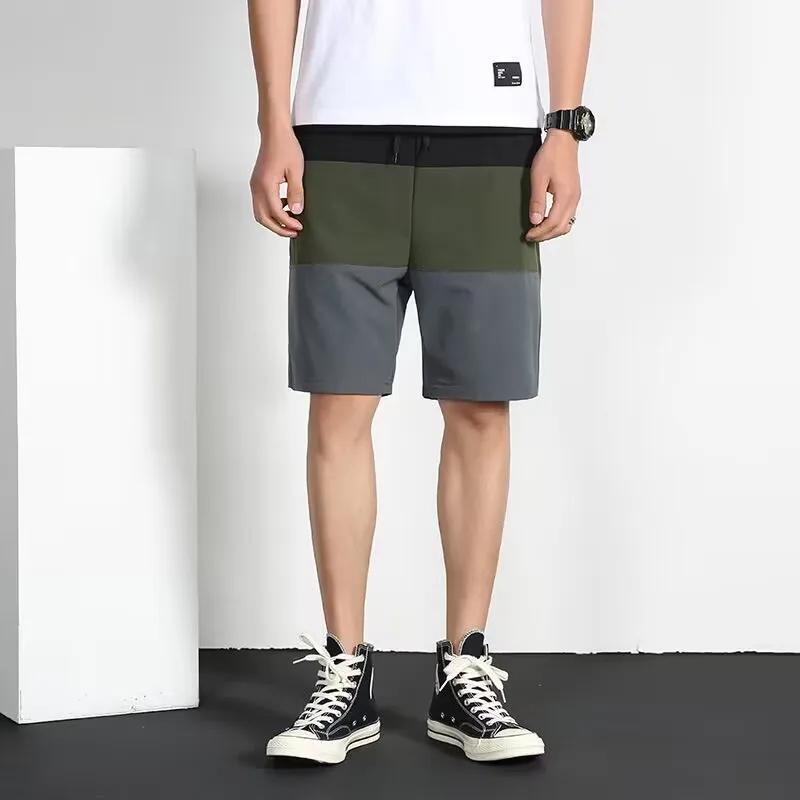 Men's shorts summer new color matching casual sports five-point pants men's loose pants men's jogging shorts