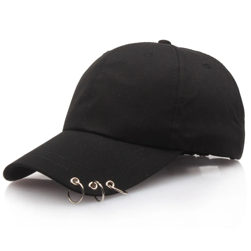 

Korean Three Iron Rings Baseball Caps for Women Men Solid Cotton Snapback Cap Unisex Black Outdoor Hip Hop Dad Sun Hats