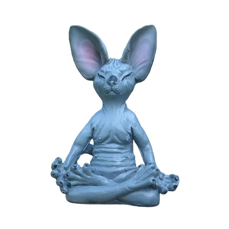 

Meditation Kitten Sitting Zen Creative Ornaments Garden Home Decoration Resin Crafts
