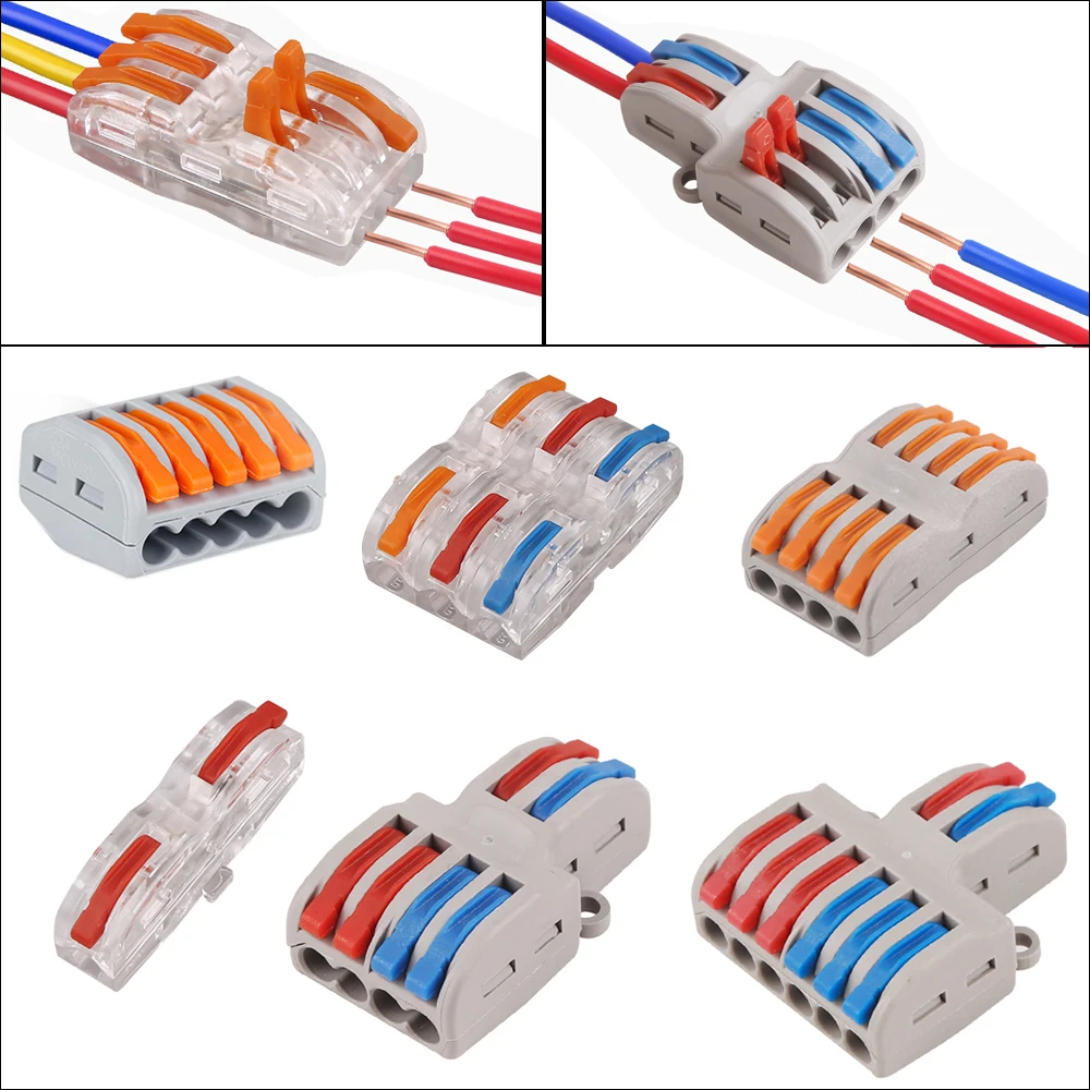 

50pcs 2pin 3pin 4pin 5pin 8pin Universal quick Cable Connectors Compact Conductor Spring Splicing Fast Push-in Terminal Block