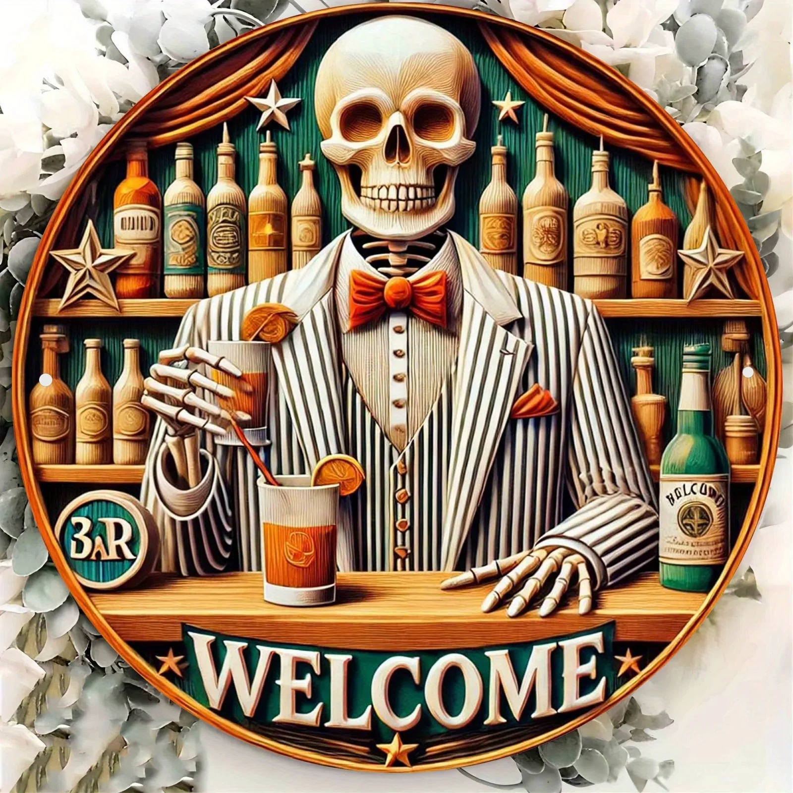 Алюминиевый приветственный знак с винтажным дизайном бармена праздничным