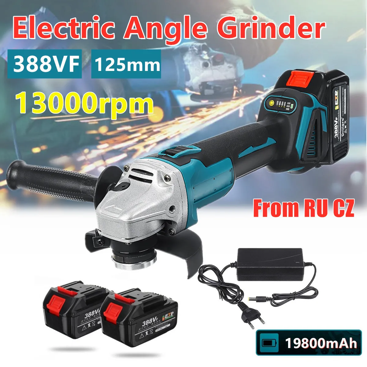 388Vf 125mm Brushless Cordless Impact Angle Grinder Polisher Grinding Cutting Machine 4 Speed For Makita 18V Battery