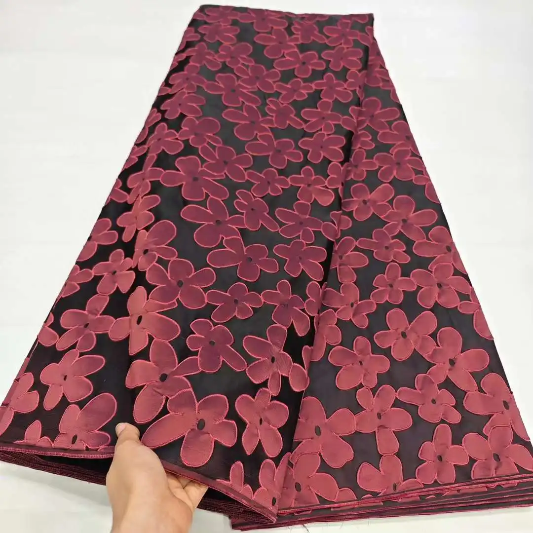 Новейшая французская жаккардовая кружевная ткань 2024 Высококачественная органза