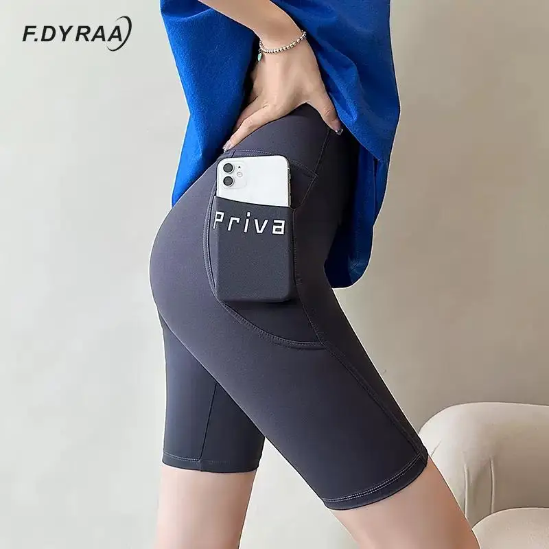 

F.DYRAA спортивные велосипедные шорты женские облегающие шорты для йоги с карманами спортивные Леггинсы с высокой талией для подтяжки бедер женские штаны для фитнеса одежда для йоги