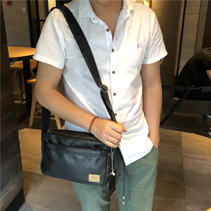 

Модная мужская сумка на одно плечо, новинка 2022, мужская повседневная сумка через плечо из мягкой кожи, Модная японская и Корейская сумка