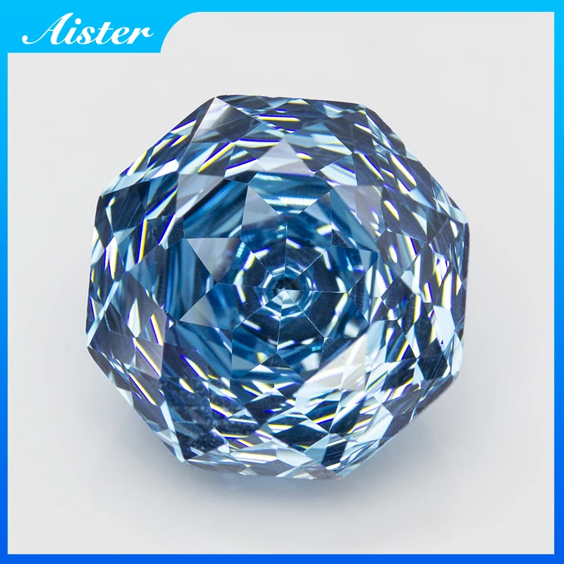 Новые 5А ледяной синий восьмиугольник тысячелетия розовой огранки с кубическим