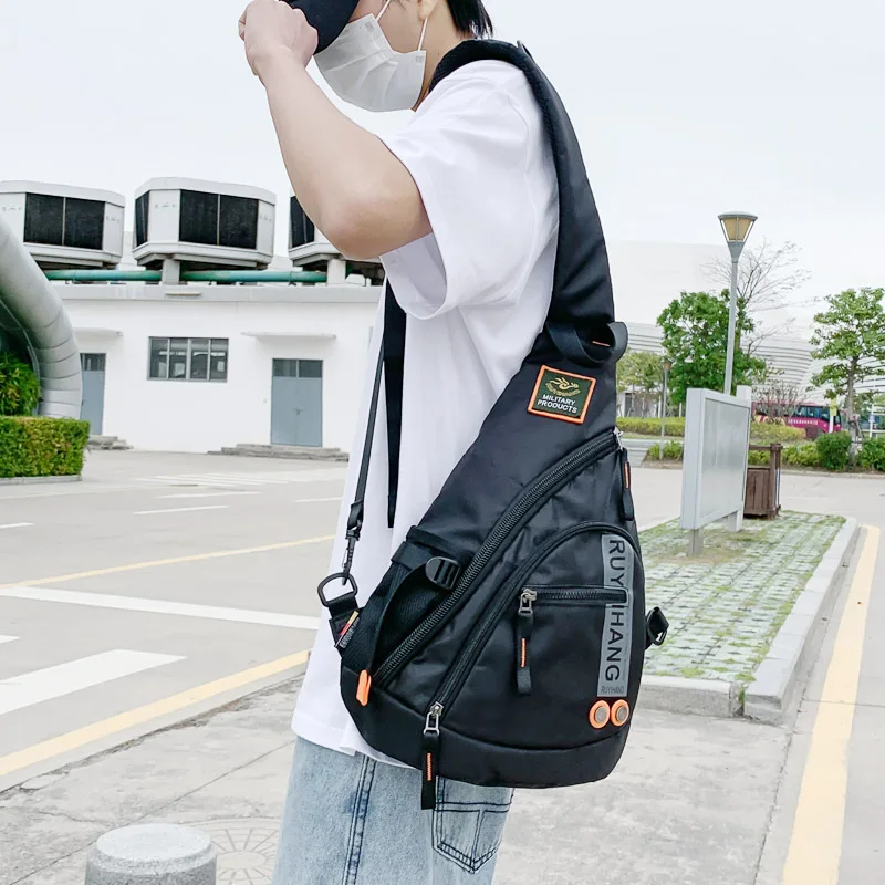 SPIDORMale Shoulder Bags Travel Crossbody Bags Men Military Chest Bag for School Trip Waterproof Nylon Messenger Bag Black Green