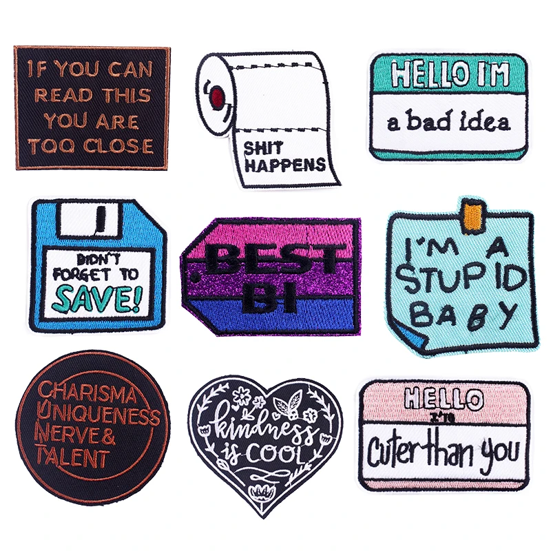 

DIY Hippie Letter Patches For Clothing Badge Stripe Iron On Patches Embroidery On Clothes Bags Clothes Wallets Decorative Patch