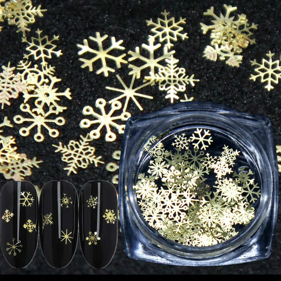 

1 коробка, рождественские Блестки для ногтей, снежинки, звезды, наклейка для ногтевого дизайна, 3D блеск, сделай сам, маникюр, УФ-Гель-лак, инст...