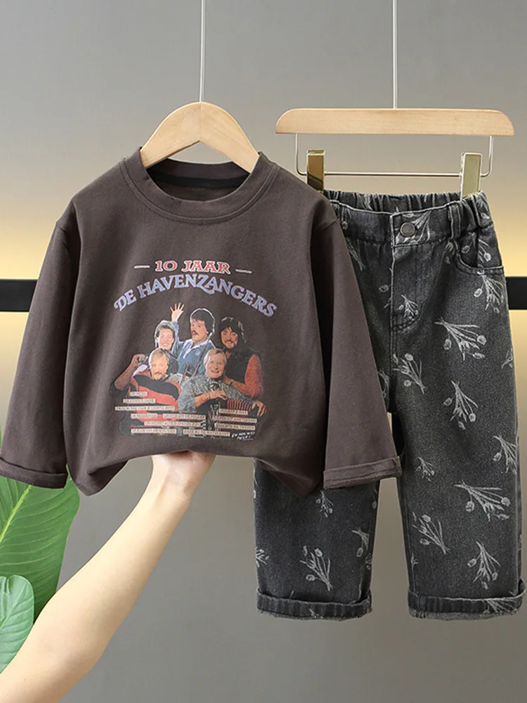 Весенне-осенняя одежда для маленьких мальчиков костюмы модные толстовки с