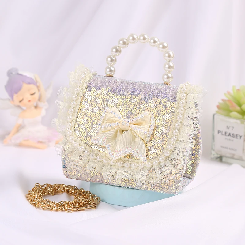 

Sequined Lolita Wind Bow Girl Child Princess Pear lHand Bill Of Lading Shoulder Children's Bag