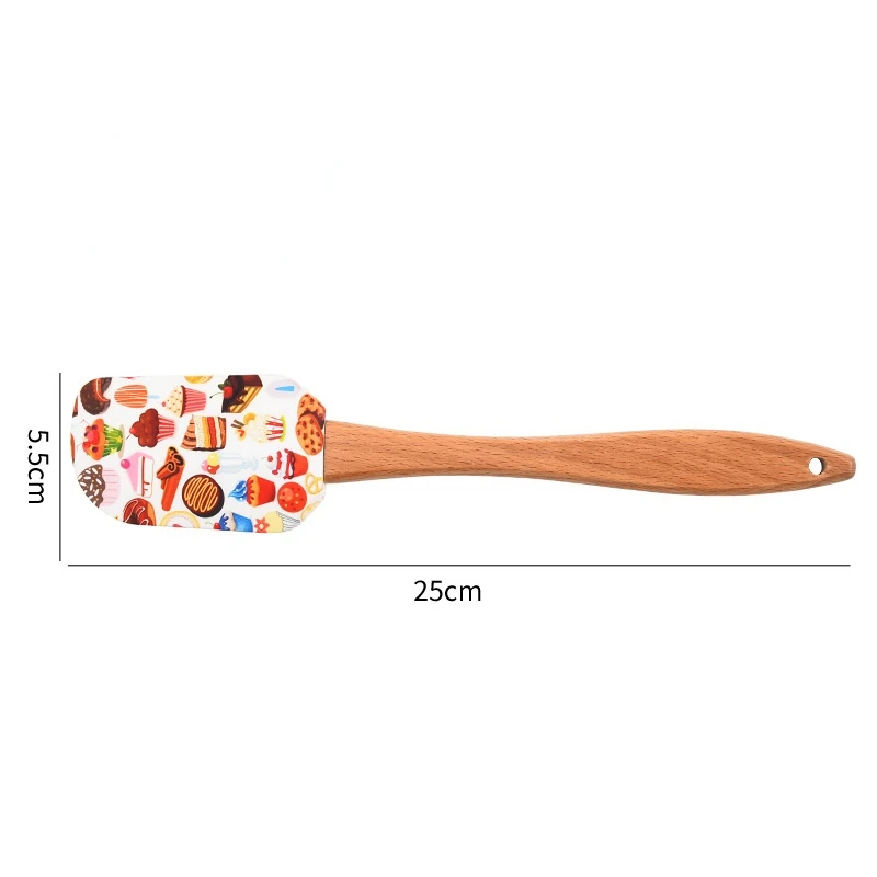 Cream Spatula Christmas Wooden Handle Non-Stick Kitchen Fondant Cake Silicone Cooking Scraper Baking Tools Espatula |
