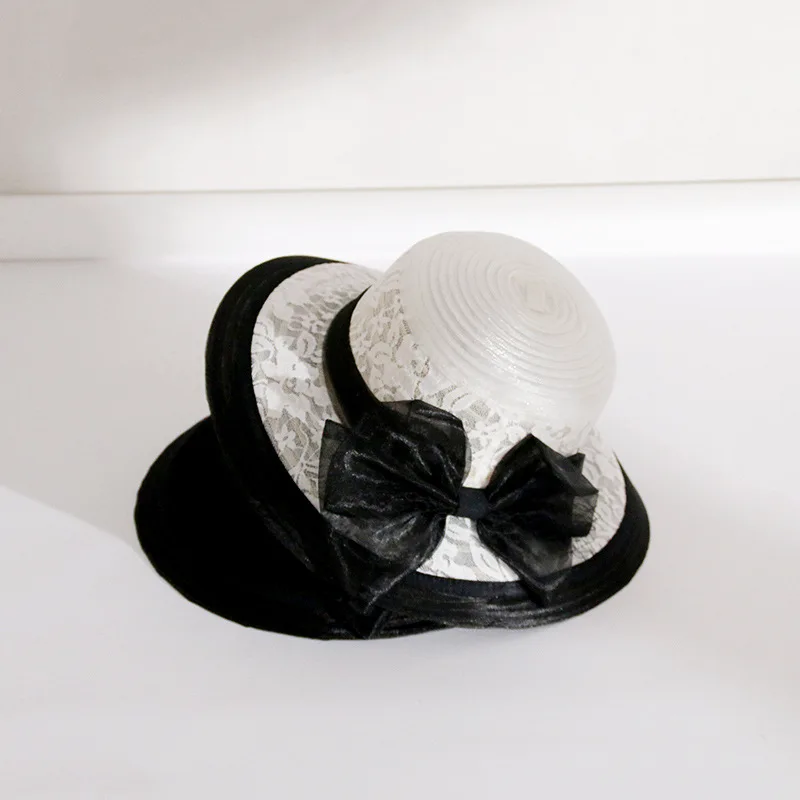 

Summer Fashion Lace Gauze Fisherman Hat Female Hepburn Wind Spell Color Restoring Ancient ways, Elegant Bow Sunshade Hat Fashion
