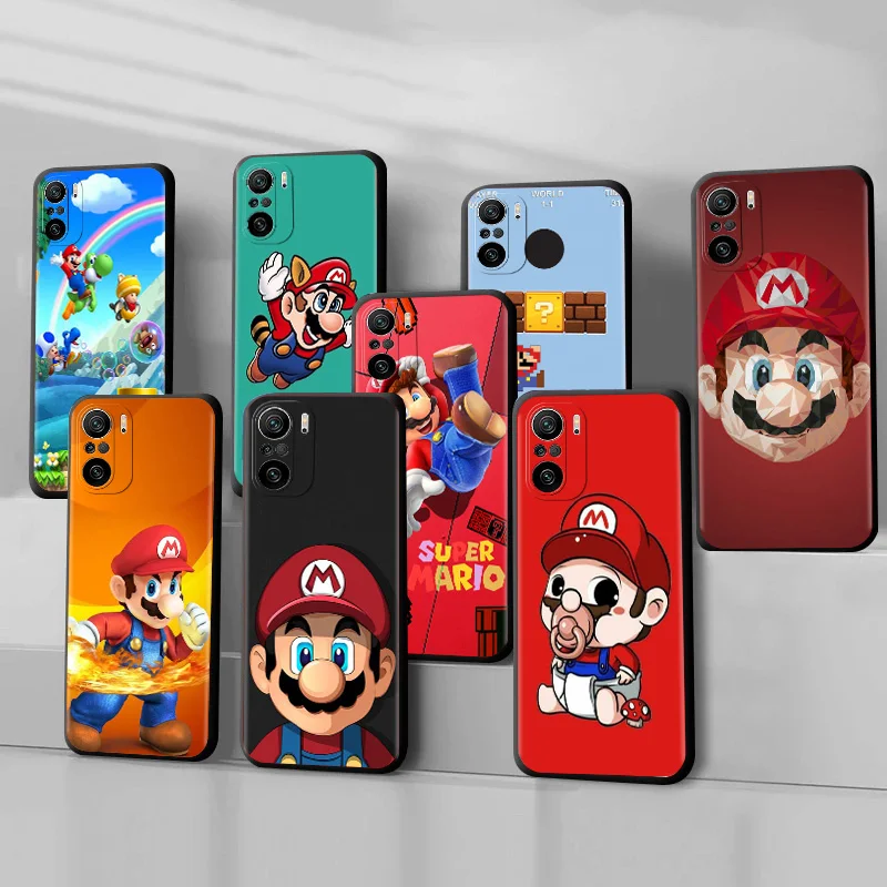 

Super Mario Game Cute Case For Xiaomi Redmi Note 9S 9 8 10 Pro 11 7 8T 9C K40 7 9Pro Black TPU Soft Phone Cover Shell