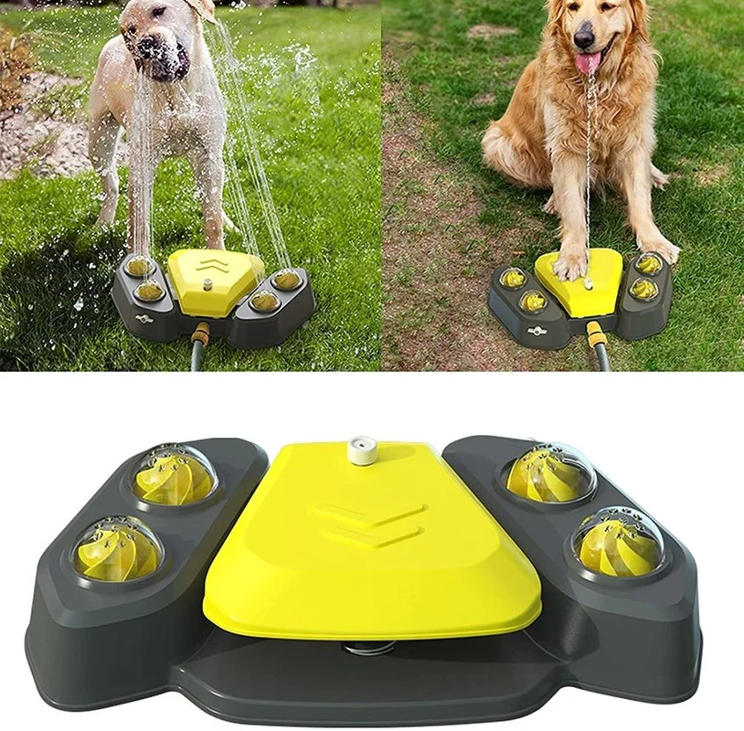 Hund Sprinkler Outdoor Canine Wasser Brunnen Einfach Pfote Aktiviert 2 Aqua Outlet Modi Schlauch Dispenser für Große und Kleine Hunde