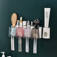 bathroom toothbrush holder free punch wall mounted toothbrush cup inverted storage rack toothpaste squeezer accessories