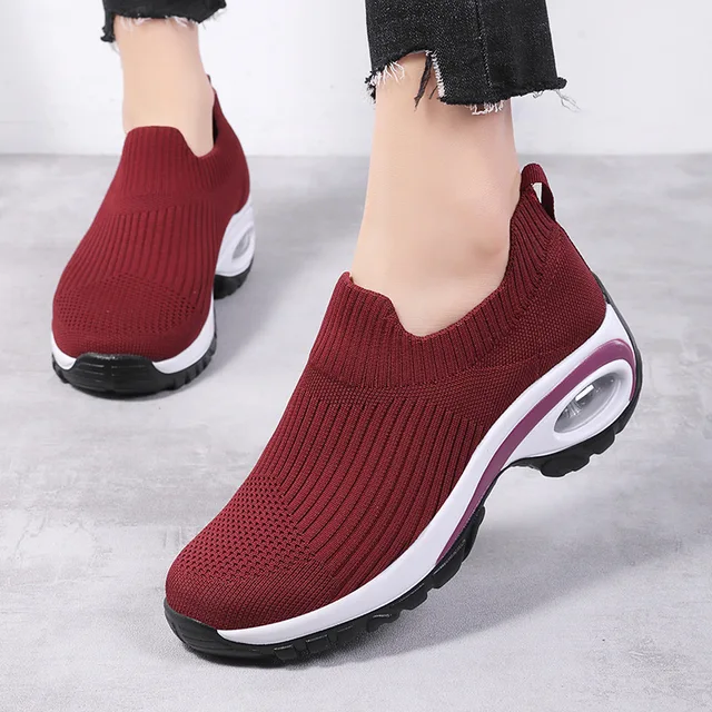 Women Wedge Platform Air Cushion Running Mesh Sneaker Shoes 4