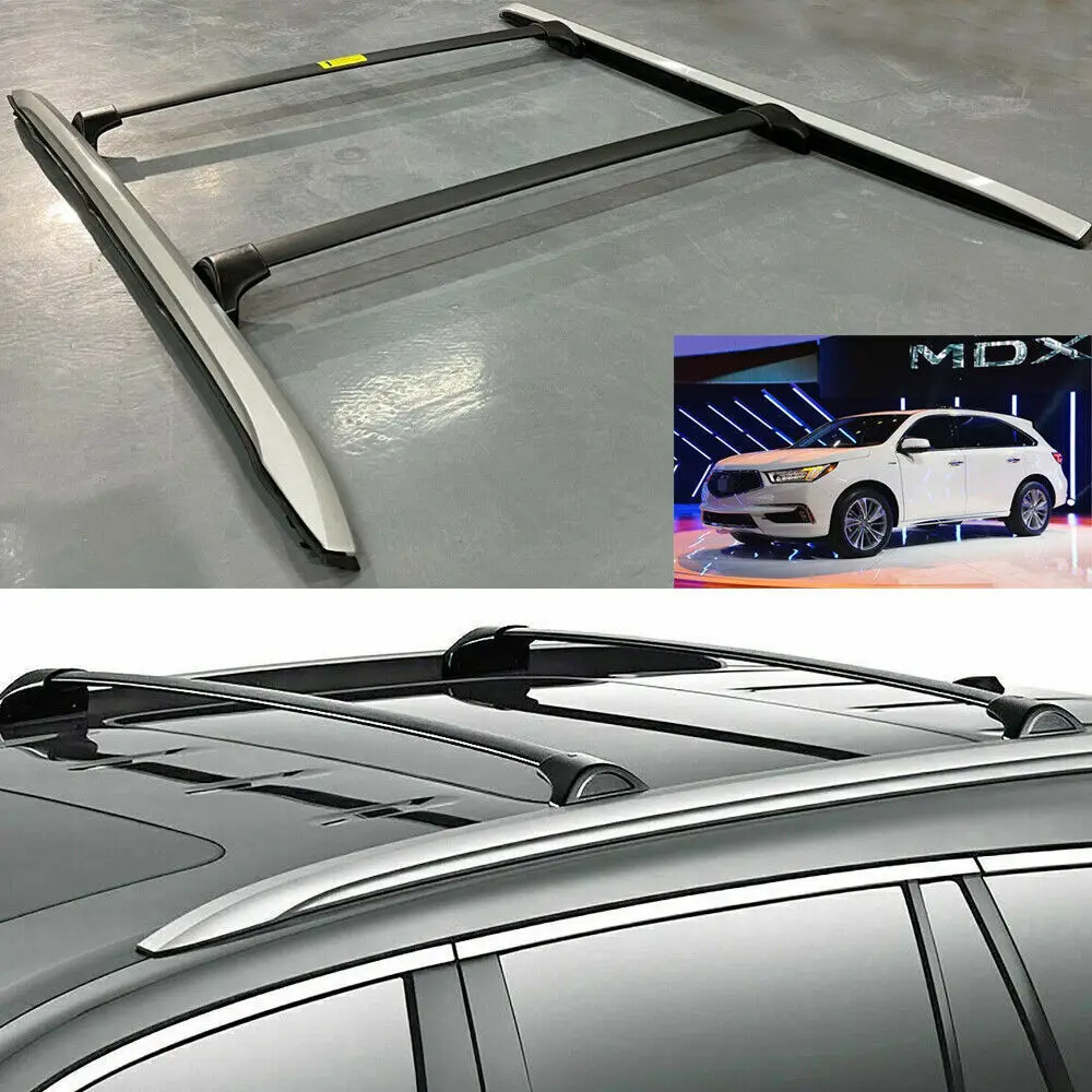 

4Pcs Fits for Acura MDX 2014-2021 Side Roof Rails Roof Racks Crossbars Cross bar Side Roof Rail Bars Sliver Black
