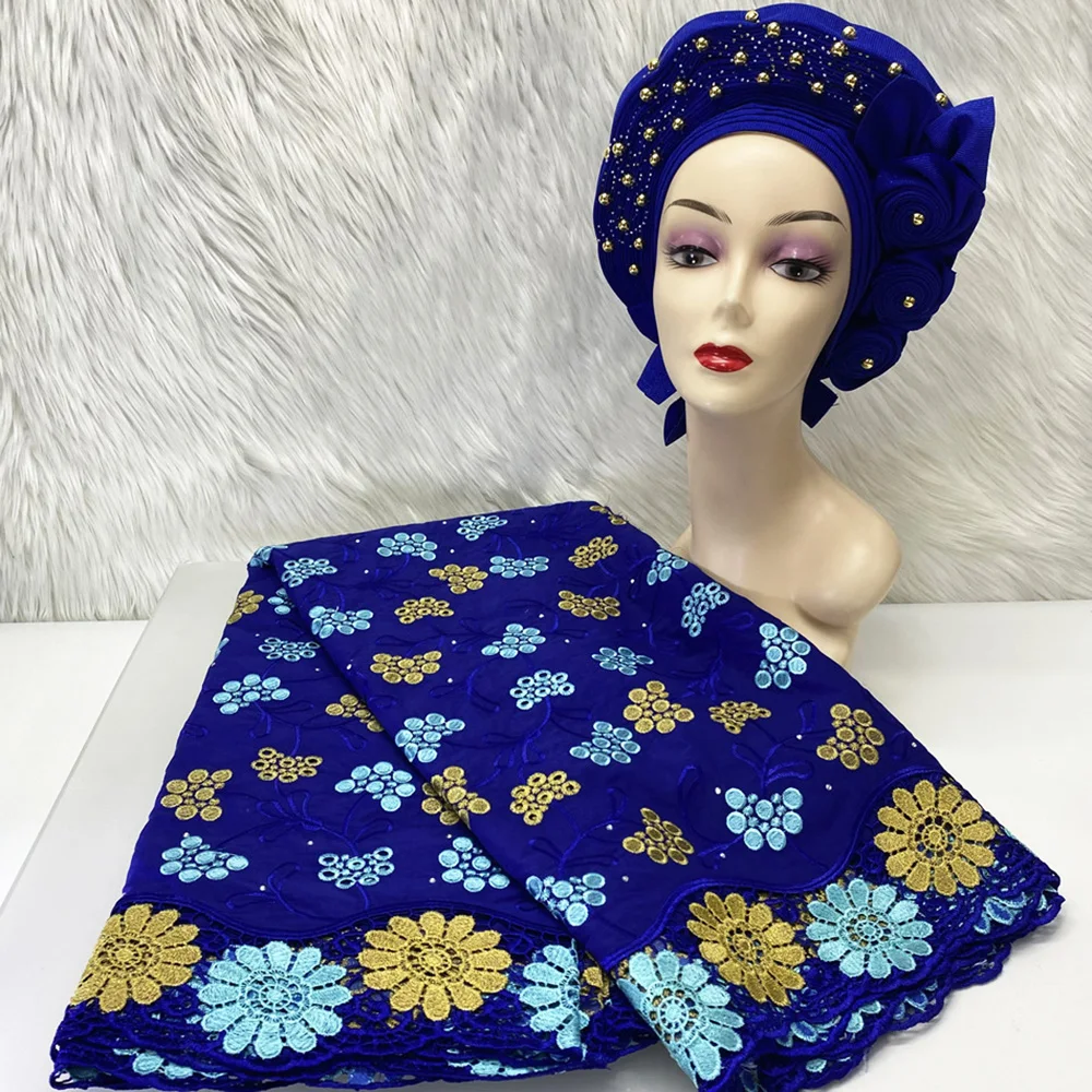 

Ulifelace 5 ярдов Кожаная Мягкая хлопковая искусственная золотая бусина Sego шляпа Aso-Ebi нигерийская швейцарская вуаль кружева CT1184