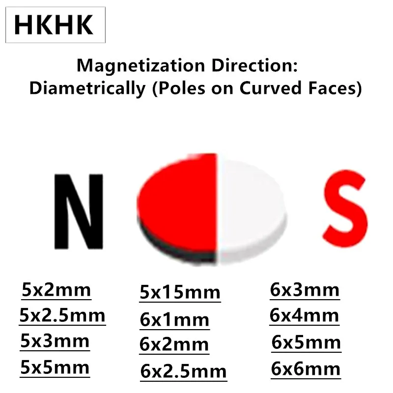 Магнитный NdFeB hall Магнит 5x2 5 5x3 5x5 5x15 6x1 6x2 6x3 6x4 6x5 6x6 намагниченный диаметр мм N45H |