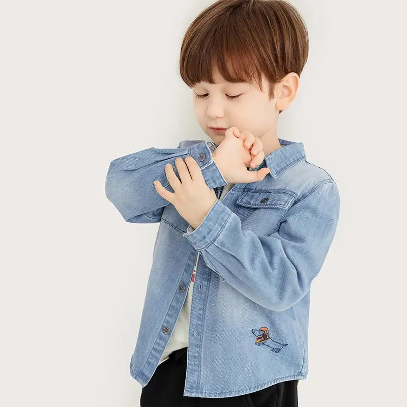 

Cool Boys Denim Jackets Spring Autumn Long Sleeve Turn Down Collar Coats Kids Children Outdoor Casual Outerwear Streetwear