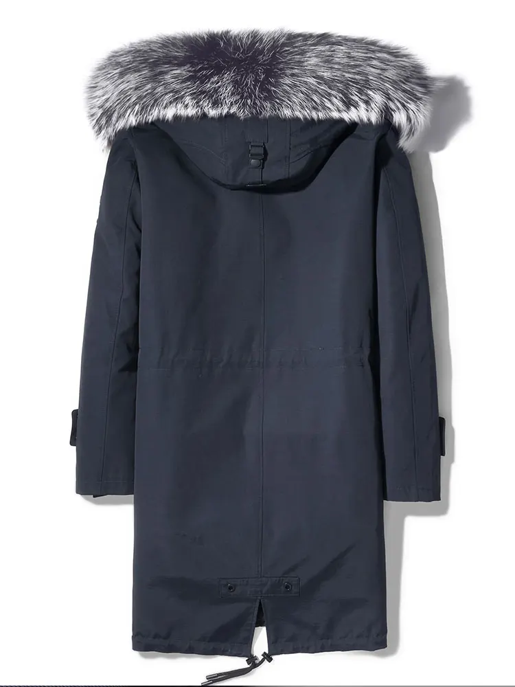 Parka Men's Mid-Length New Men's Leather Fur Coat Winter Coyote Fur Liner